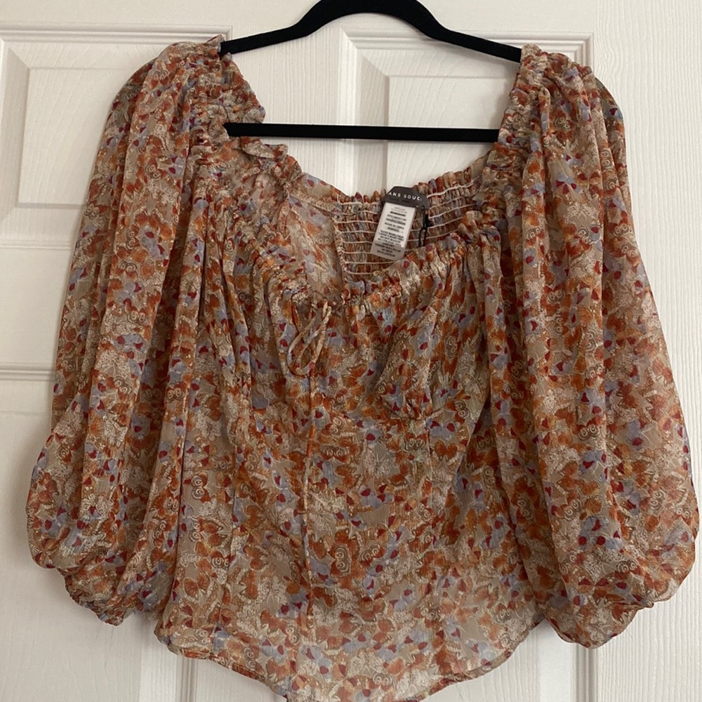 Sans Souci Sheer Butterfly Crop Top NWT
